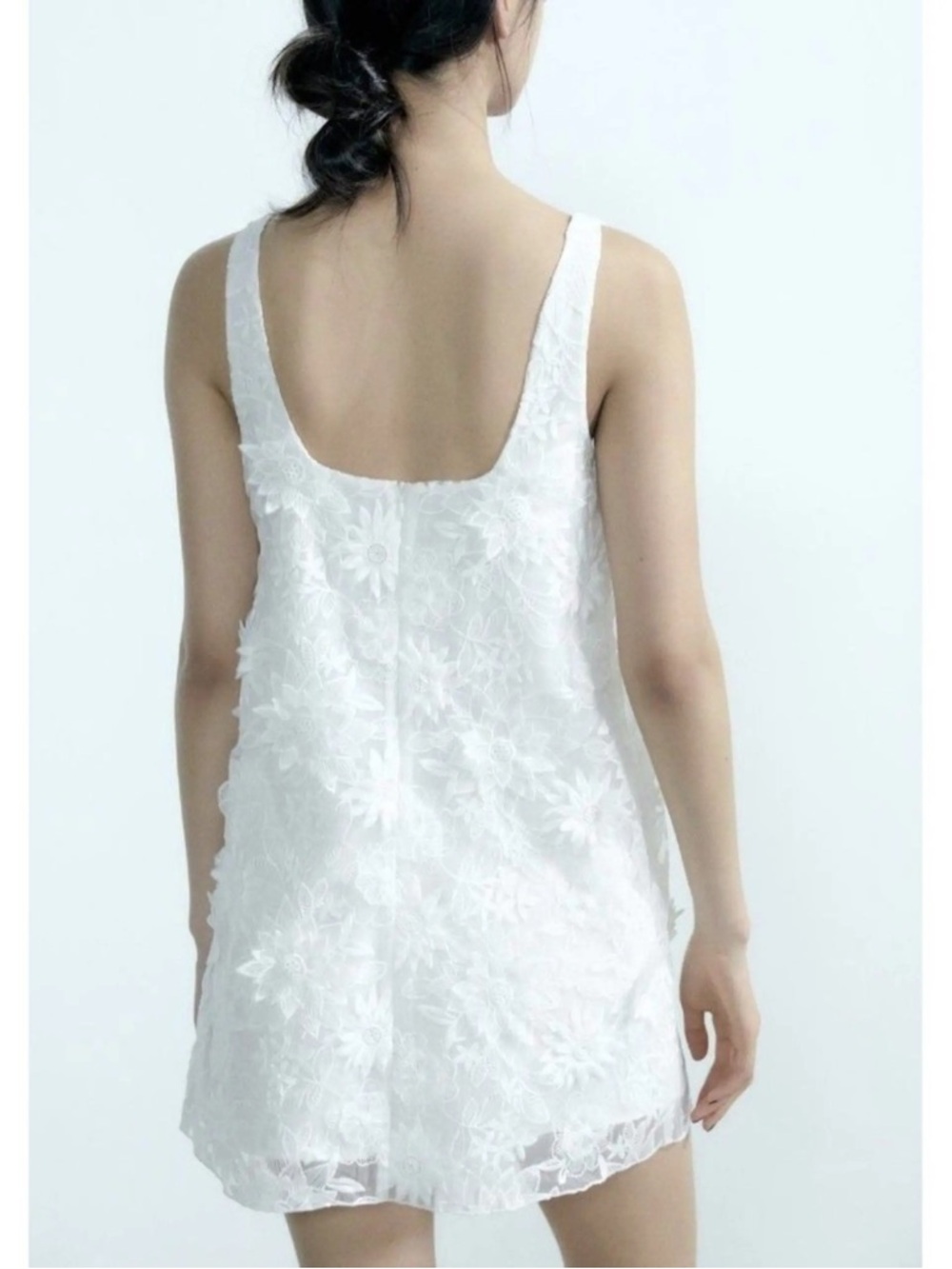 Zara White Floral Lace Slip Chemise - Picture 2 of 8